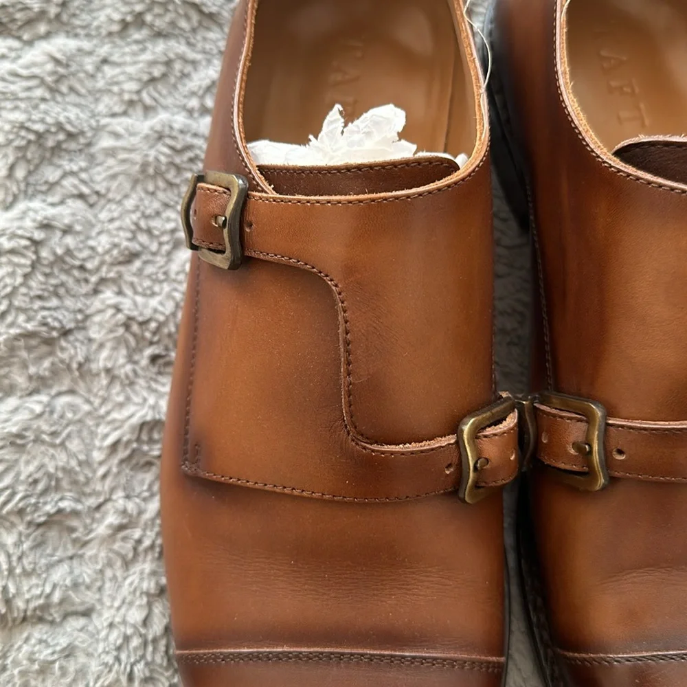 Taft Prince Double Monk Strap Oxfords in Cognac Brown - Genuine Leather